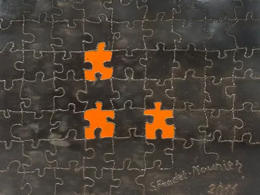 Puzzle, sculpture en acier de Stéphane Fradet-Mounier